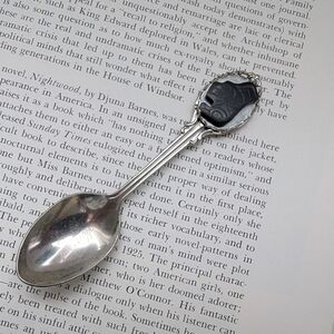 Silver BC Souvenir Spoon with Black Enamel Detail